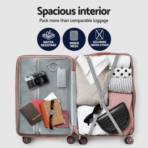 wanderlite 3 set luggage 20 24 28 inch suitcase with tsa lock carry on hard shell travel luggage organiser case pink