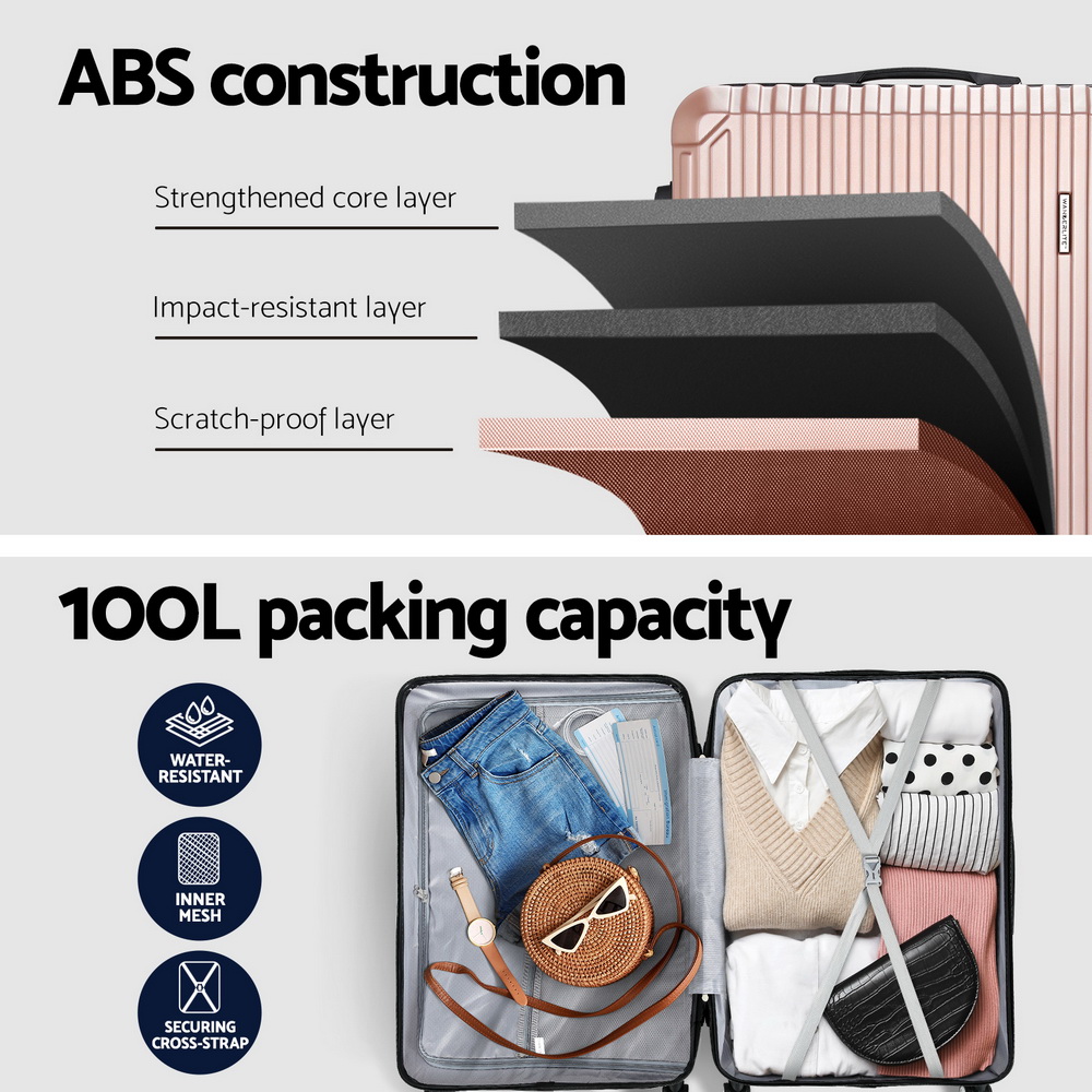 wanderlite 28 inch luggage set with tsa lock�abs hard shell travel suitcase organiser luggage case rose gold wanderlite 28 inch luggage set with tsa lock�abs hard shell travel suitcase organiser luggage case rose gold