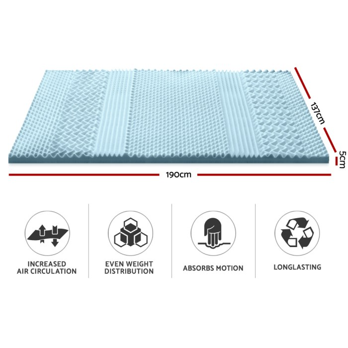 giselle bedding memory foam mattress topper 7 zone 5cm double