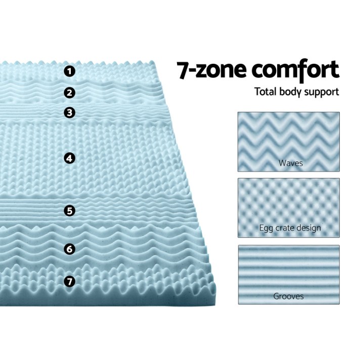 giselle bedding memory foam mattress topper 7 zone 5cm double