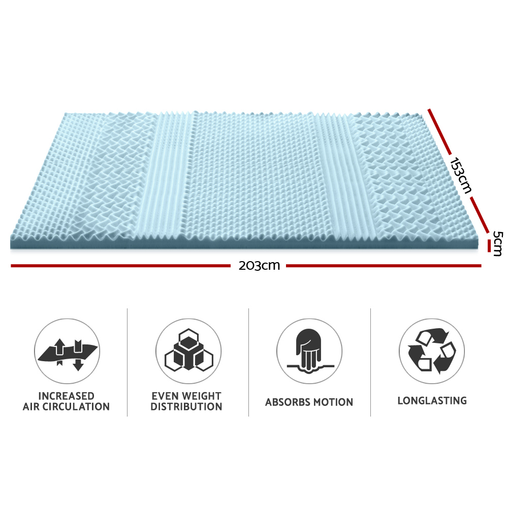 giselle bedding memory foam mattress topper 7 zone 5cm queen