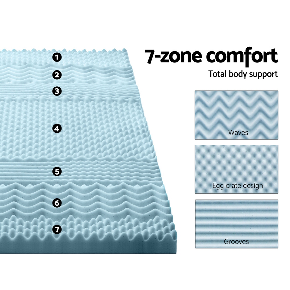 giselle bedding memory foam mattress topper 7 zone 8cm single
