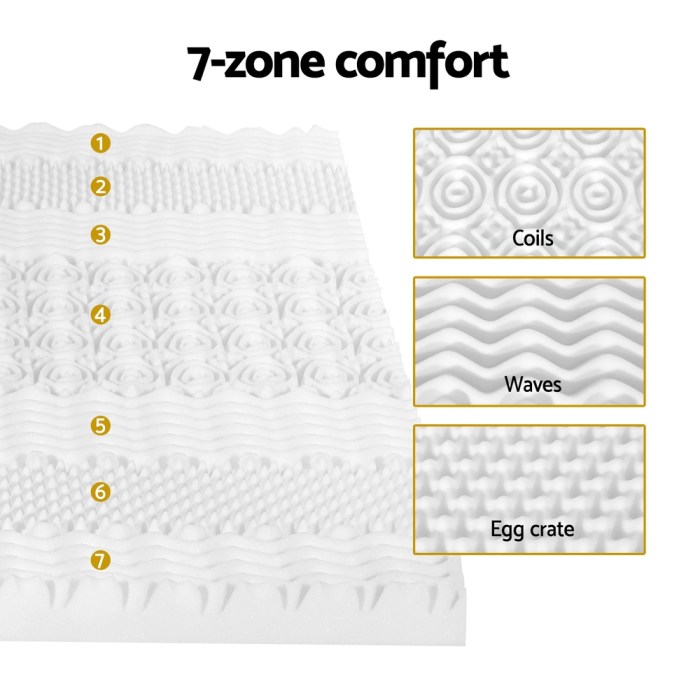giselle bedding memory foam mattress topper 7 zone airflow pad 8cm single white