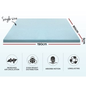 giselle bedding memory foam mattress topper cool gel 5cm single