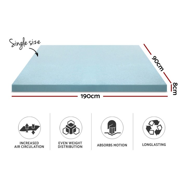 giselle bedding memory foam mattress topper cool gel 8cm single giselle bedding memory foam mattress topper cool gel 8cm single