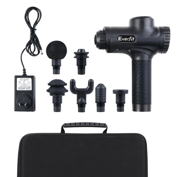 everfit massage gun 30 speed 6 heads vibration muscle massager chargeable black everfit massage gun 30 speed 6 heads vibration muscle massager chargeable black