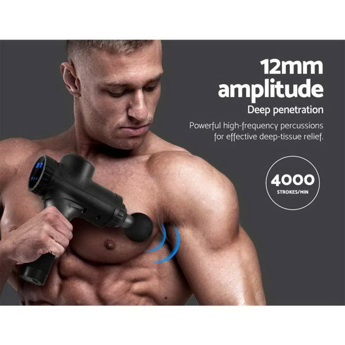 everfit massage gun 30 speed 6 heads vibration muscle massager chargeable black everfit massage gun 30 speed 6 heads vibration muscle massager chargeable black