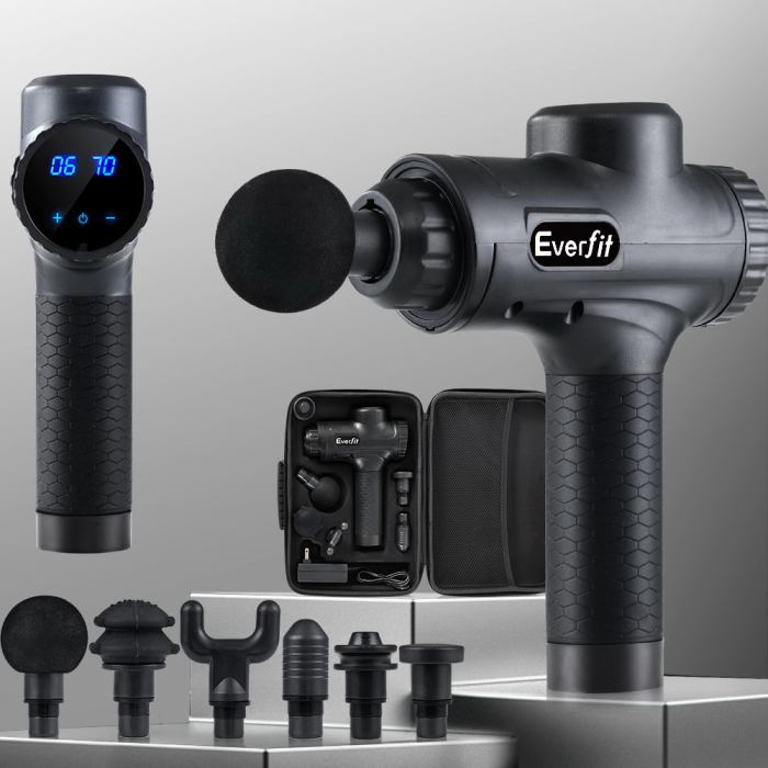 everfit massage gun 30 speed 6 heads vibration muscle massager chargeable black everfit massage gun 30 speed 6 heads vibration muscle massager chargeable black