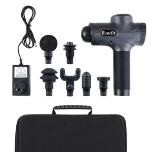 everfit massage gun 30 speed 6 heads vibration muscle massager chargeable grey