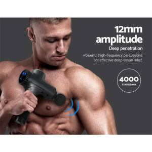everfit massage gun 30 speed 6 heads vibration muscle massager chargeable grey