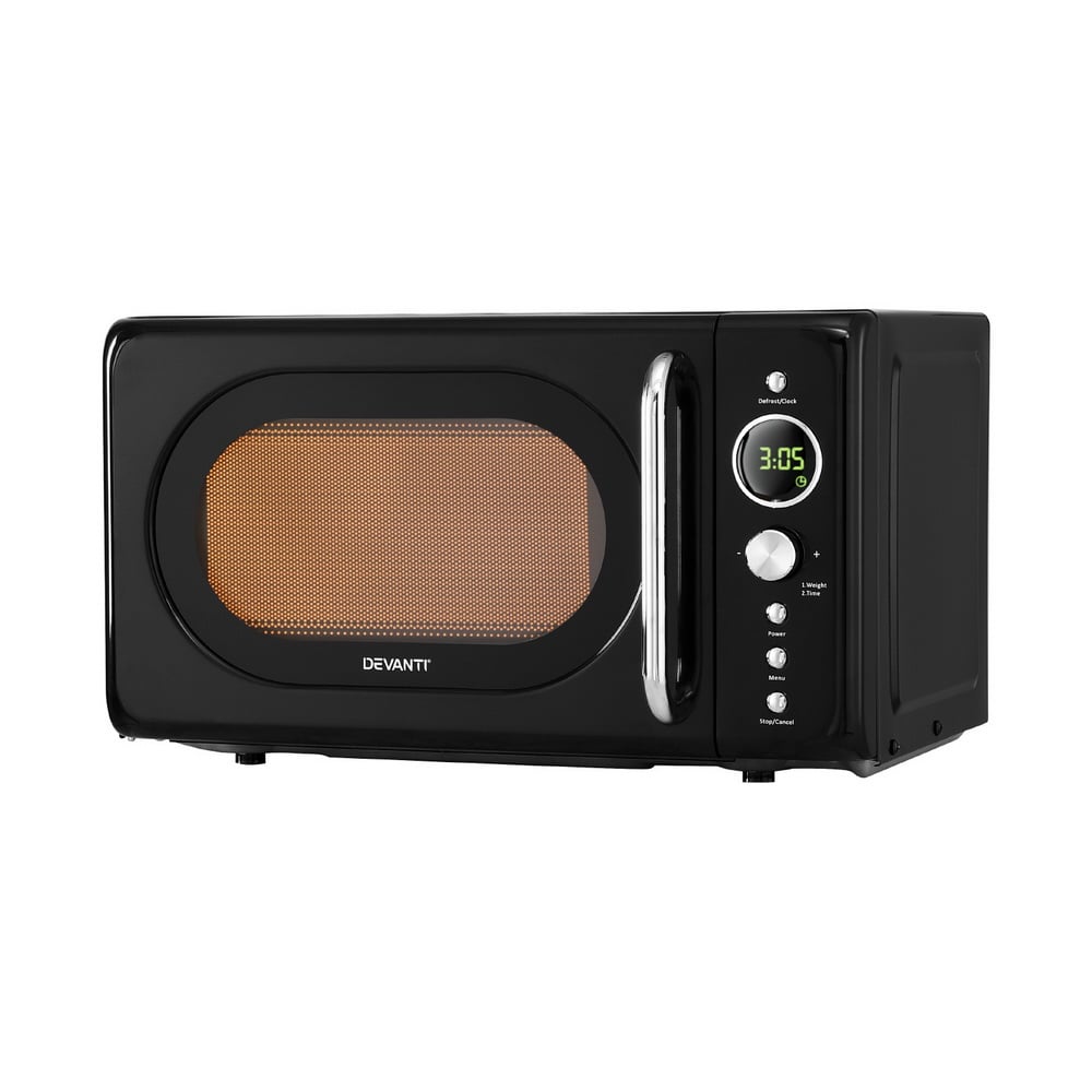 Devanti 20L Retro Microwave Oven 700W Black