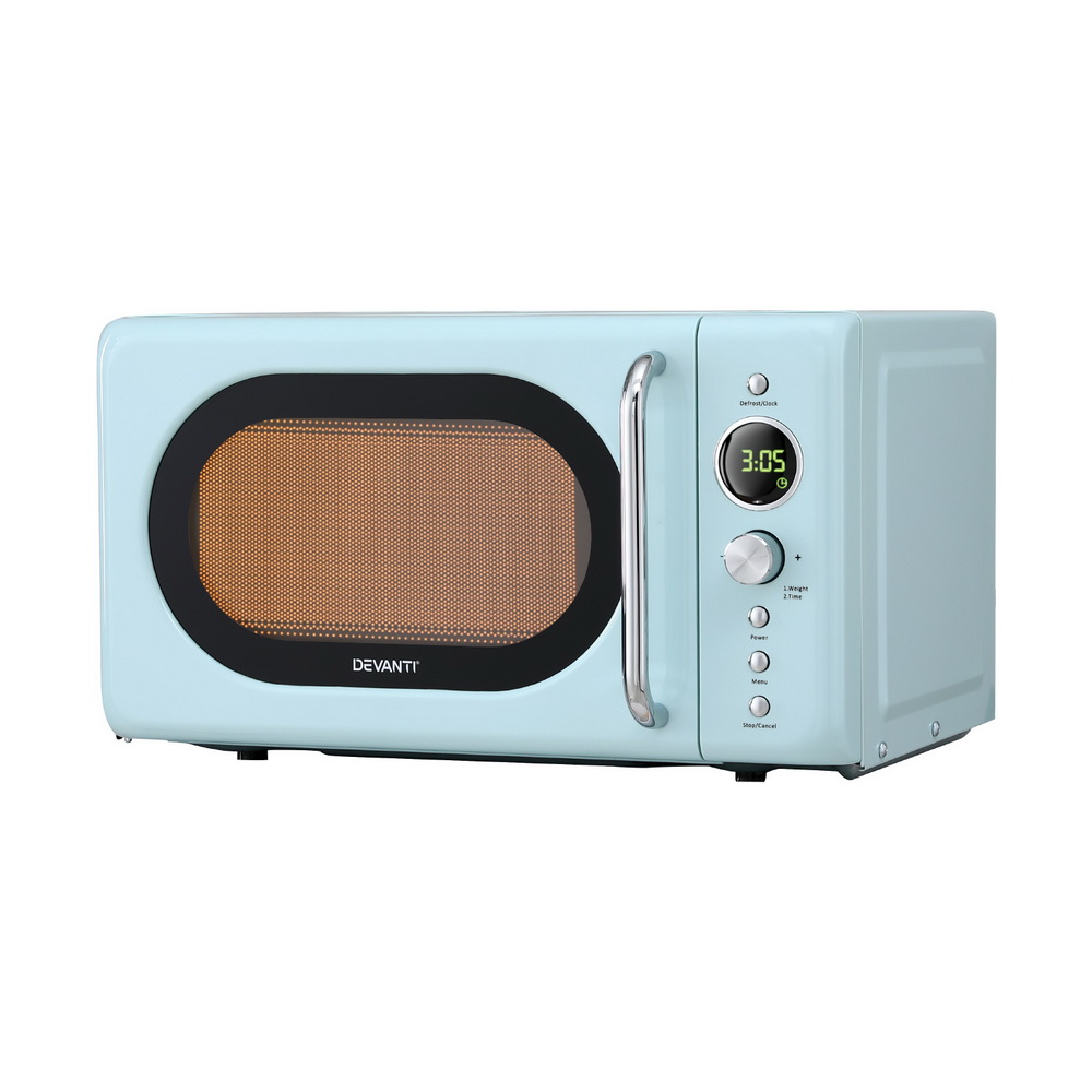 Devanti 20L Microwave Retro Oven 800W Blue Devanti 20L Microwave Retro Oven 800W Blue