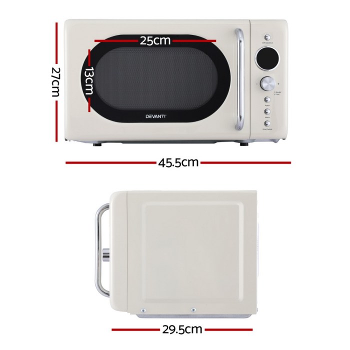 devanti 20l microwave oven 700w cream