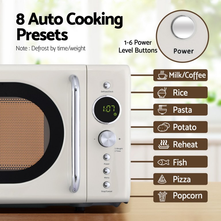 devanti 20l microwave oven 700w cream