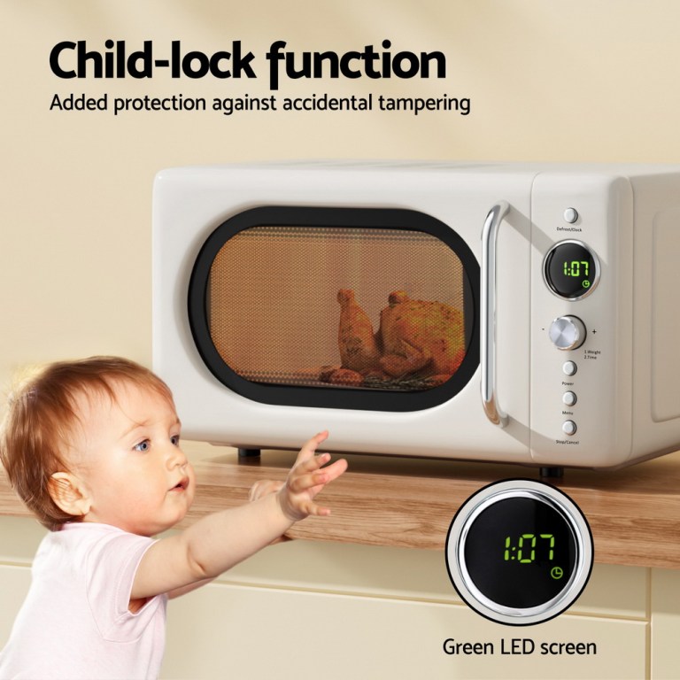 devanti 20l microwave oven 700w cream