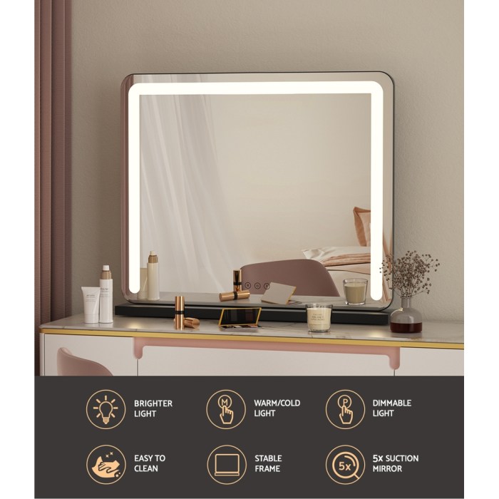 embellir makeup mirror 60x50cm hollywood vanity with led light tabletop black embellir makeup mirror 60x50cm hollywood vanity with led light tabletop black