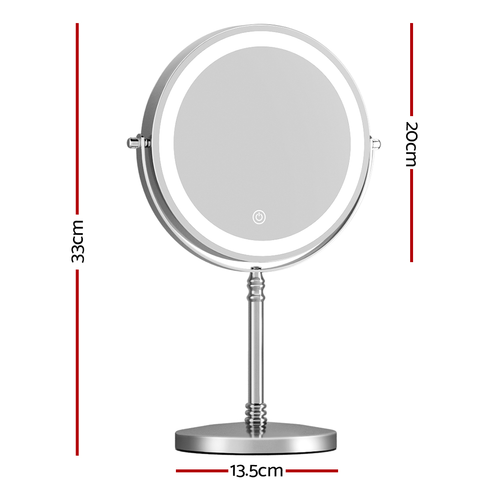 embellir makeup mirror 20x20cm 10x magnifying with led light rotation tabletop