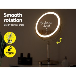 embellir makeup mirror 20x20cm 10x magnifying with led light rotation tabletop