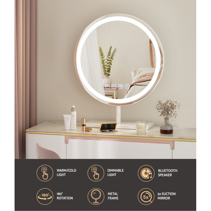 embellir makeup mirror 40x40cm hollywood vanity with led light tabletop round embellir makeup mirror 40x40cm hollywood vanity with led light tabletop round