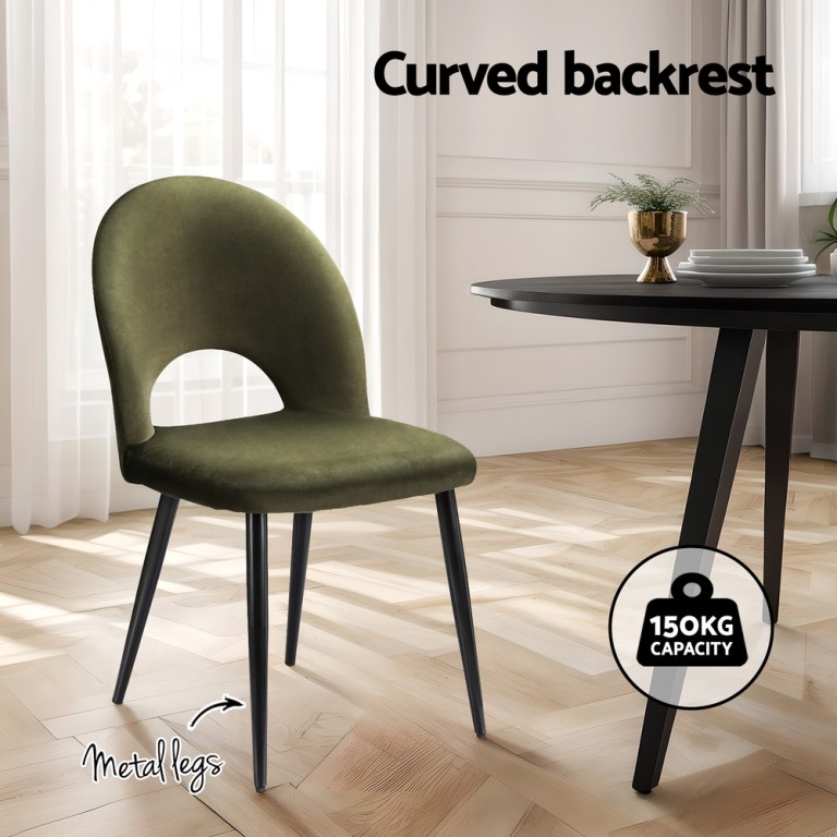 artiss dining chairs set of 2 velvet hollow green