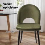 artiss dining chairs set of 2 velvet hollow green