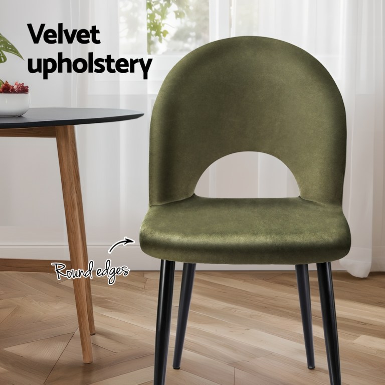 artiss dining chairs set of 2 velvet hollow green