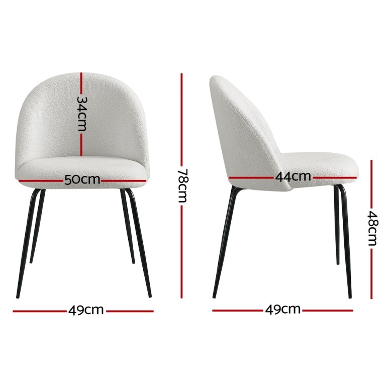 artiss dining chairs set of 2 sherpa boucle white