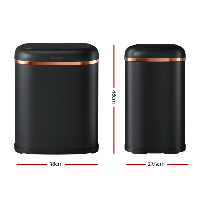 devanti 38l motion sensor bin rubbish automatic black