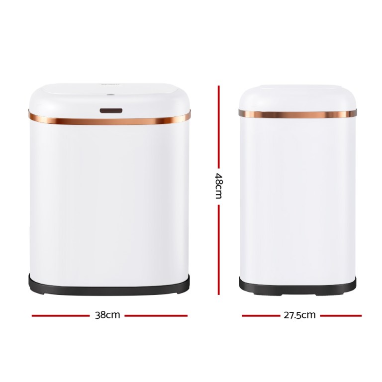 devanti 38l motion sensor bin rubbish automatic white