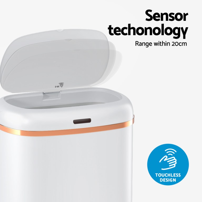 devanti 38l motion sensor bin rubbish automatic white