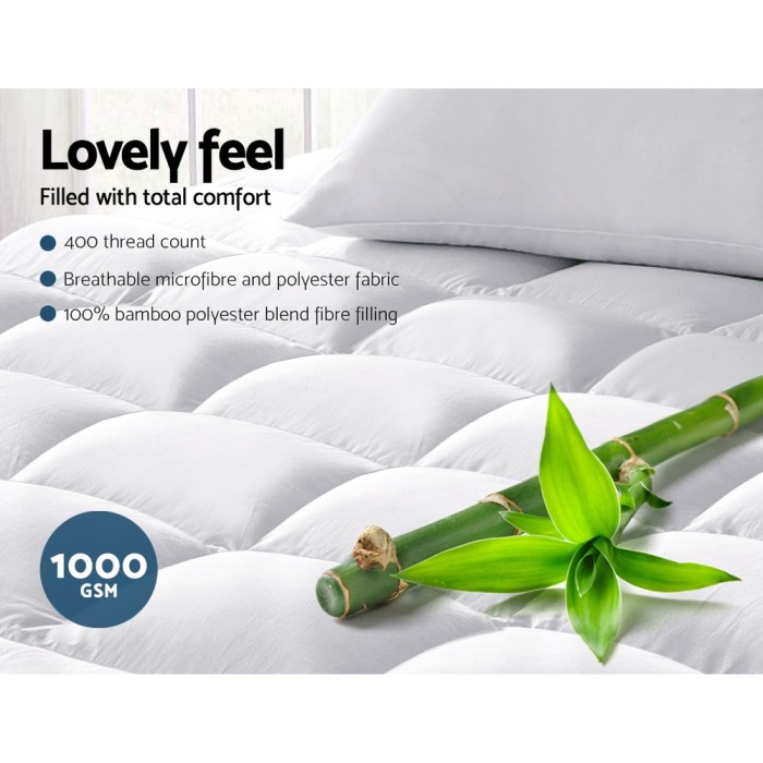 giselle bedding mattress topper pillowtop bamboo queen