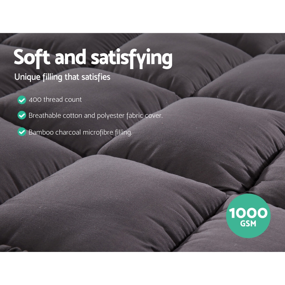 giselle bedding mattress topper pillowtop bamboo charcoal king