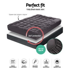 giselle bedding mattress topper pillowtop bamboo charcoal queen
