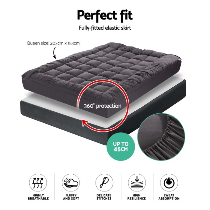giselle bedding mattress topper pillowtop bamboo charcoal queen