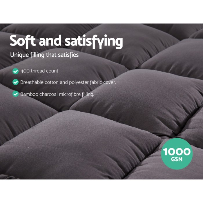 giselle bedding mattress topper pillowtop bamboo charcoal single
