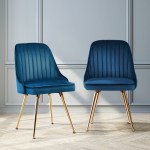 artiss dining chairs set of 2 velvet channel tufted blue artiss dining chairs set of 2 velvet channel tufted blue