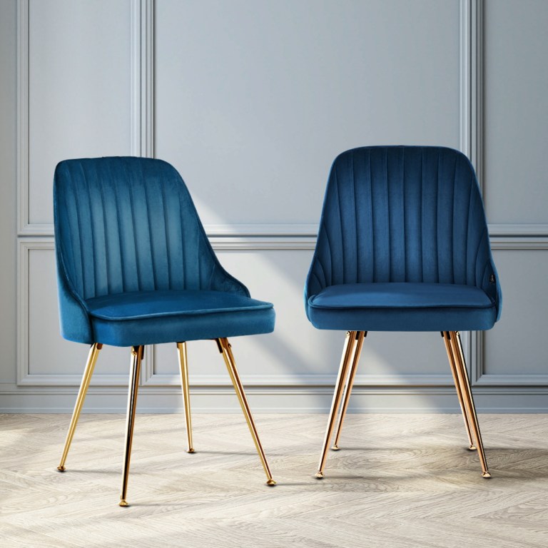 artiss dining chairs set of 2 velvet channel tufted blue artiss dining chairs set of 2 velvet channel tufted blue
