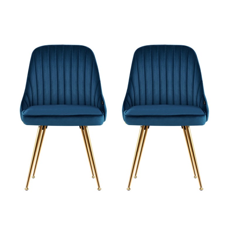 artiss dining chairs set of 2 velvet channel tufted blue artiss dining chairs set of 2 velvet channel tufted blue