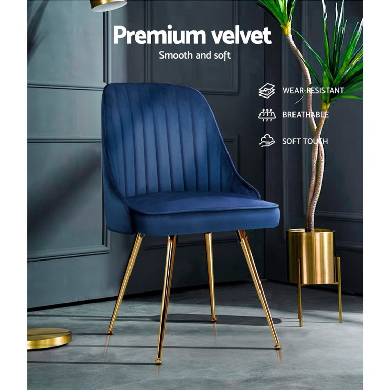 artiss dining chairs set of 2 velvet channel tufted blue artiss dining chairs set of 2 velvet channel tufted blue