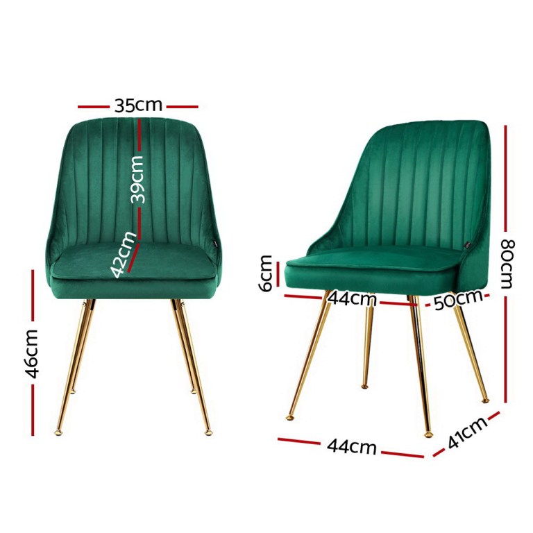 artiss dining chairs set of 2 velvet channel tufted green