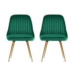 artiss dining chairs set of 2 velvet channel tufted green