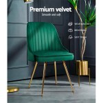 artiss dining chairs set of 2 velvet channel tufted green
