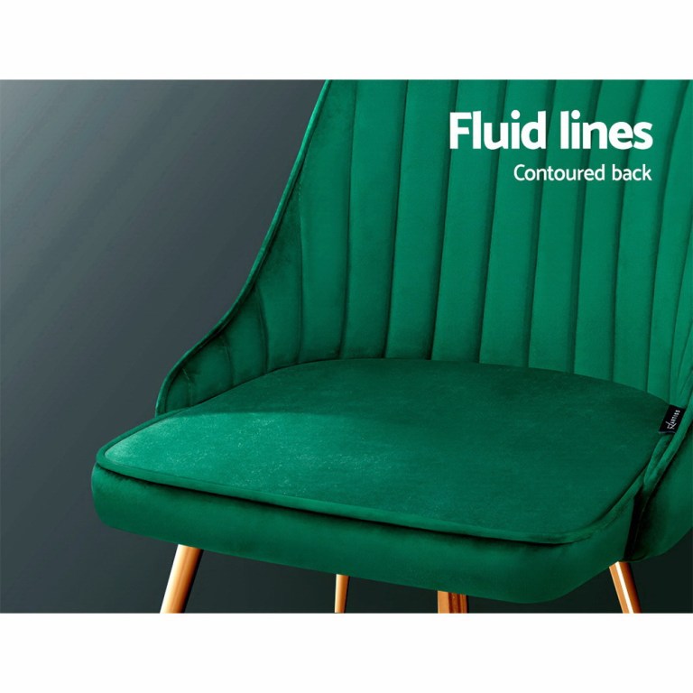 artiss dining chairs set of 2 velvet channel tufted green