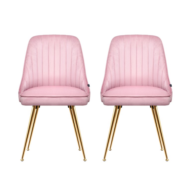 artiss dining chairs set of 2 velvet channel tufted pink artiss dining chairs set of 2 velvet channel tufted pink
