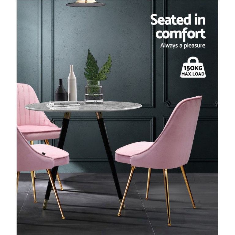 artiss dining chairs set of 2 velvet channel tufted pink artiss dining chairs set of 2 velvet channel tufted pink