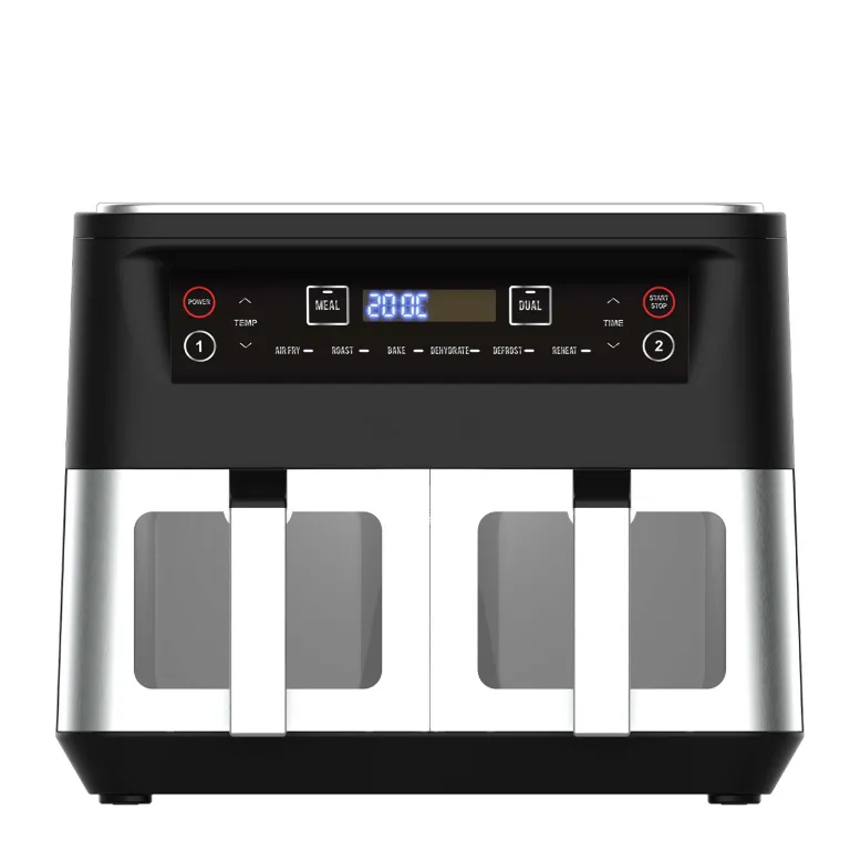 kitchen couture dual view 2 x 5 litre (10 litre) air fryer stainless steel kitchen couture dual view 2 x 5 litre (10 litre) air fryer stainless steel