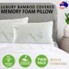 royal comfort luxury bamboo covered memory foam pillow twin pack hypoallergenic