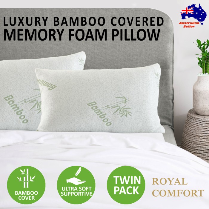 royal comfort luxury bamboo covered memory foam pillow twin pack hypoallergenic