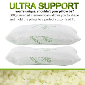 royal comfort luxury bamboo covered memory foam pillow twin pack hypoallergenic