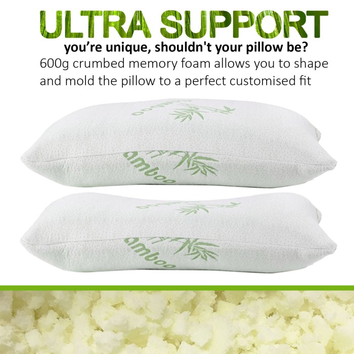 royal comfort luxury bamboo covered memory foam pillow twin pack hypoallergenic